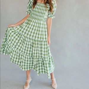 jessakae green gingham puff sleeve dress